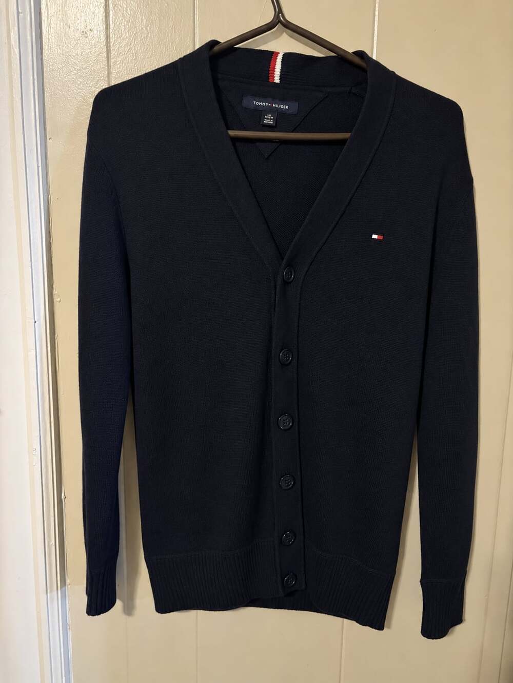 Tommy Hilfiger Men's Classic Cotton Cardigan Sweater Navy Blue XS